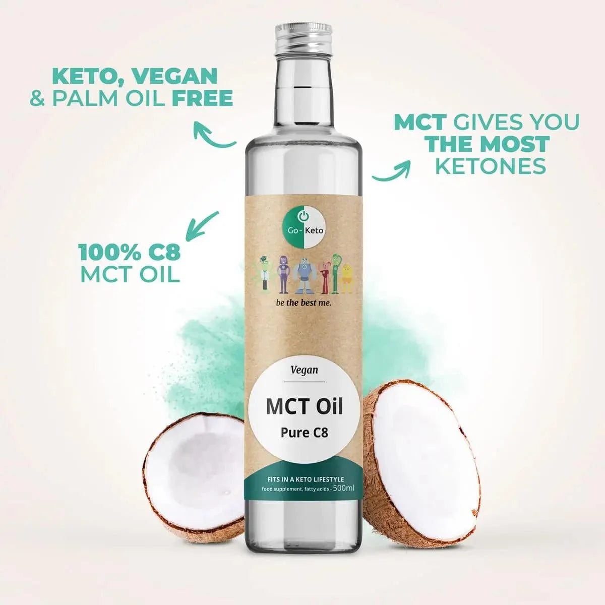 MCT Oil Pure Coconut C8 Go-Keto 500ml – product overview