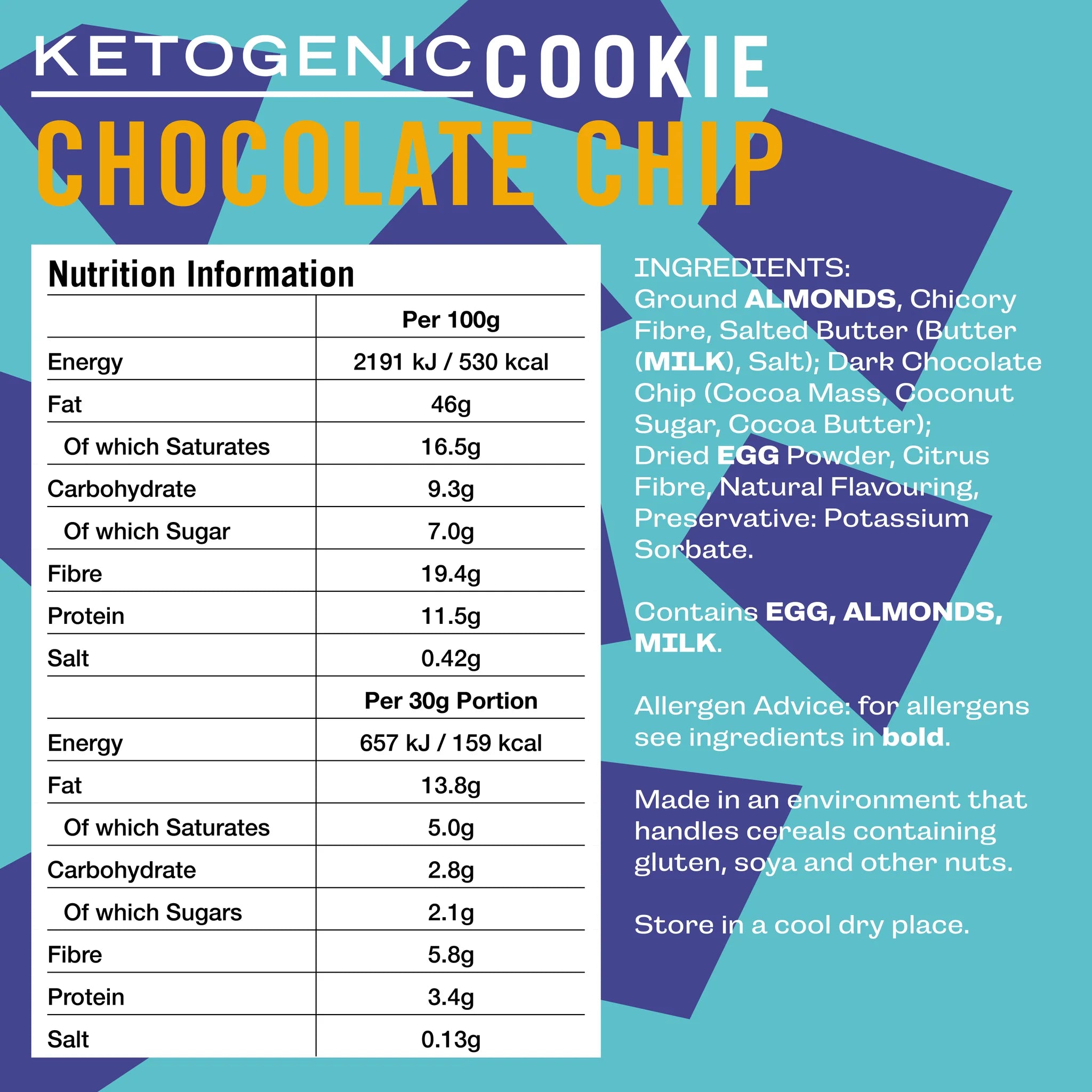 Fatt Keto Cookie Chocolate Chip 30g x12 Fatt 01900030