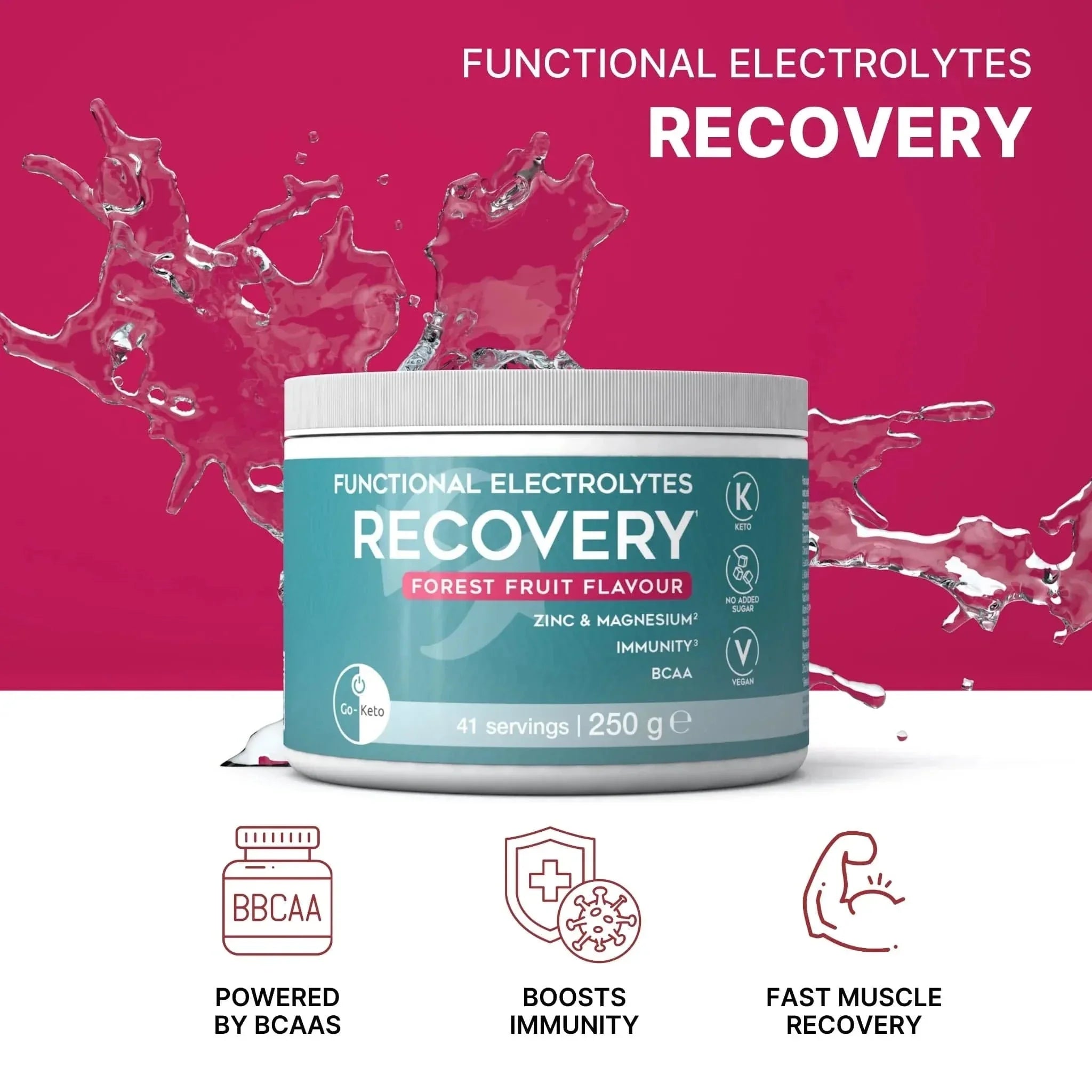 Functional Electrolytes Drink Mix Recovery Forest Fruit Go-Keto 41 servings – product overview
