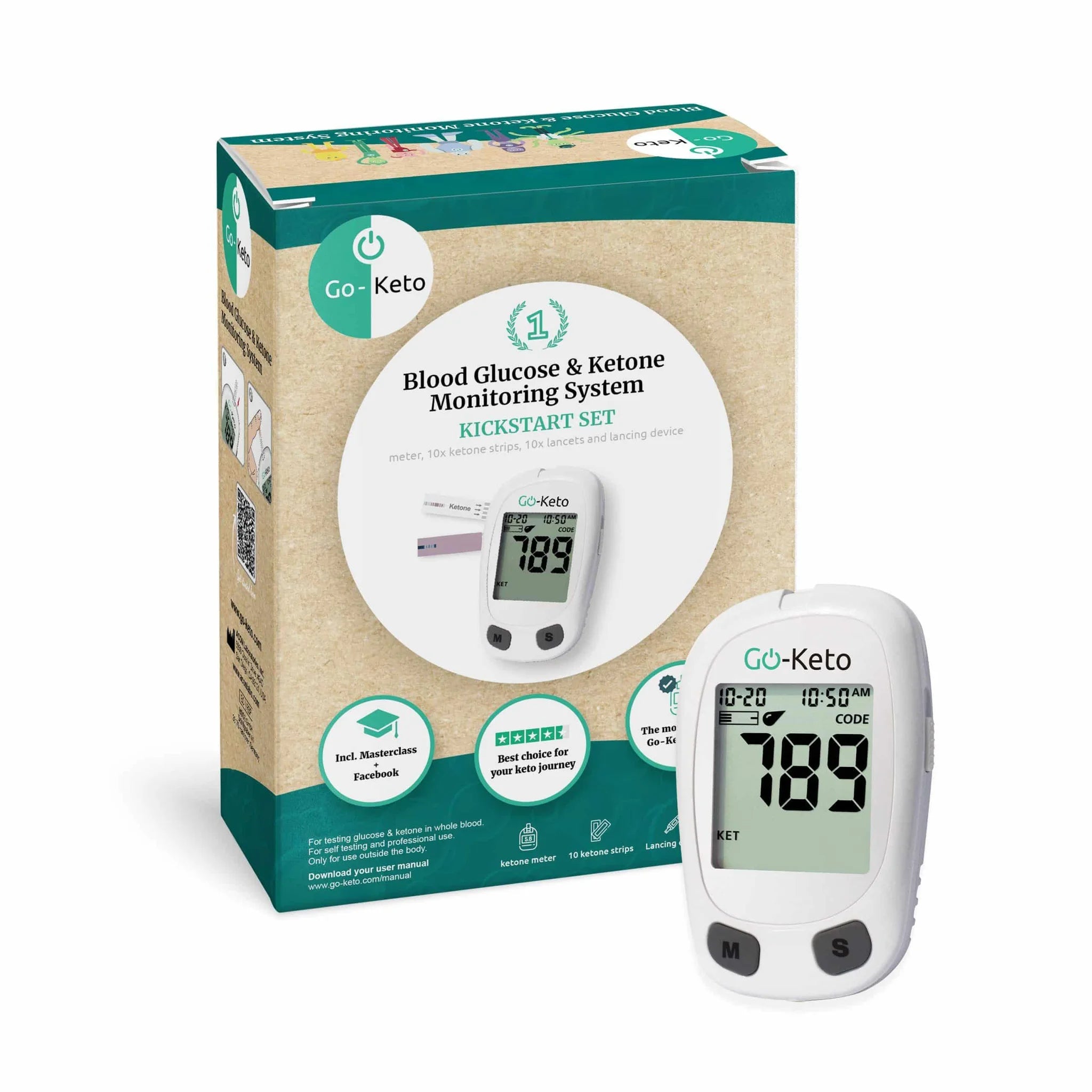 Ketone Kickstart Set Blood Glucose Ketone Meter Go-Keto go-keto  P-GKKS-10MMOL