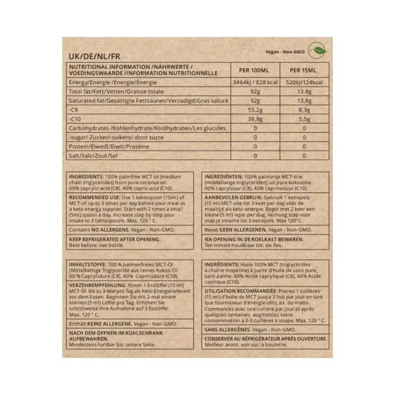 MCT Oil Coconut C8/C10 Go-Keto 500ml – product overview